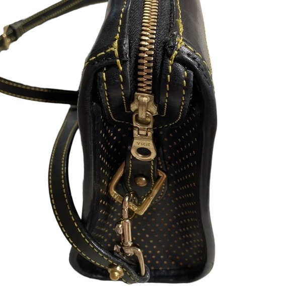 Dooney & Bourke All Leather Black & Gold Polka Dot Design Crossb… - Picture 8 of 15